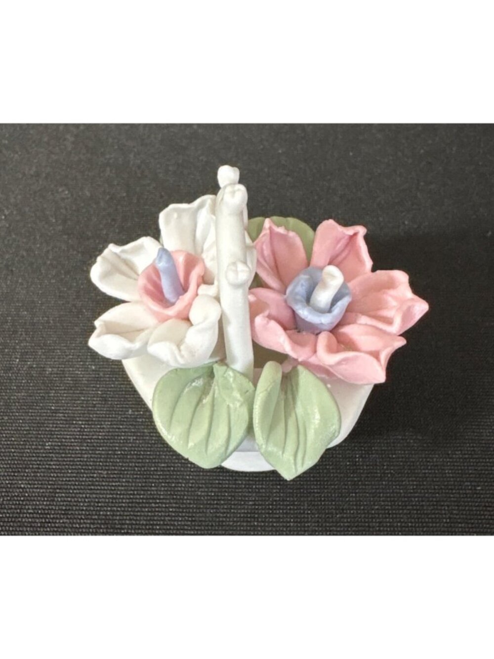 Vintage Sleeping Baby Boy & Girl Floral Basket Porcelain Figurines Party Cake - Picture 11 of 15